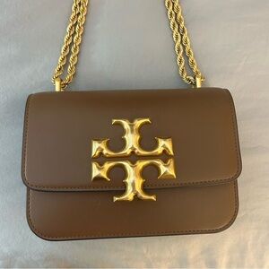 Tory Burch Chocolate Brown Crossbody Bag with Gold Accent